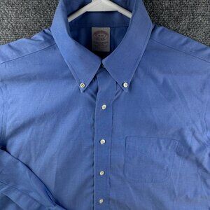 Brooks Brothers Long Sleeve Button Up Shirt Adult Traditional Fit Blue 16 34